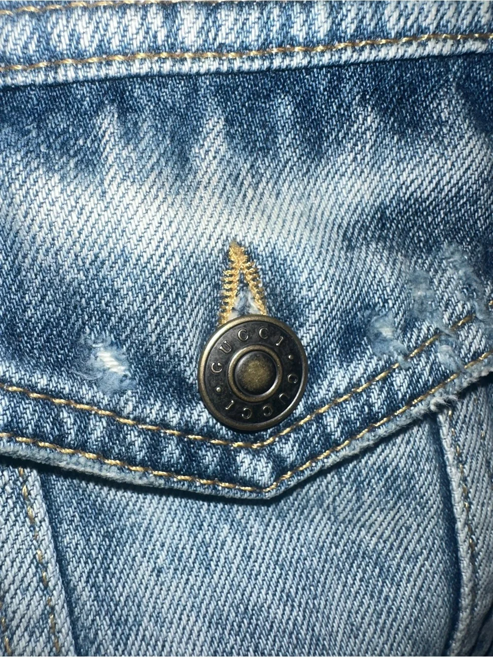 Gucci Reversible Blue Denim Jacket with Orange Quilted Lining